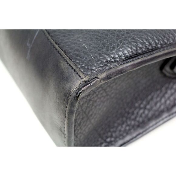 VTG Dooney & Bourke PEBBLED BLACK GENUINE LEATHER BUSINESS SHOULDER BAG PURSE - Picture 9 of 15